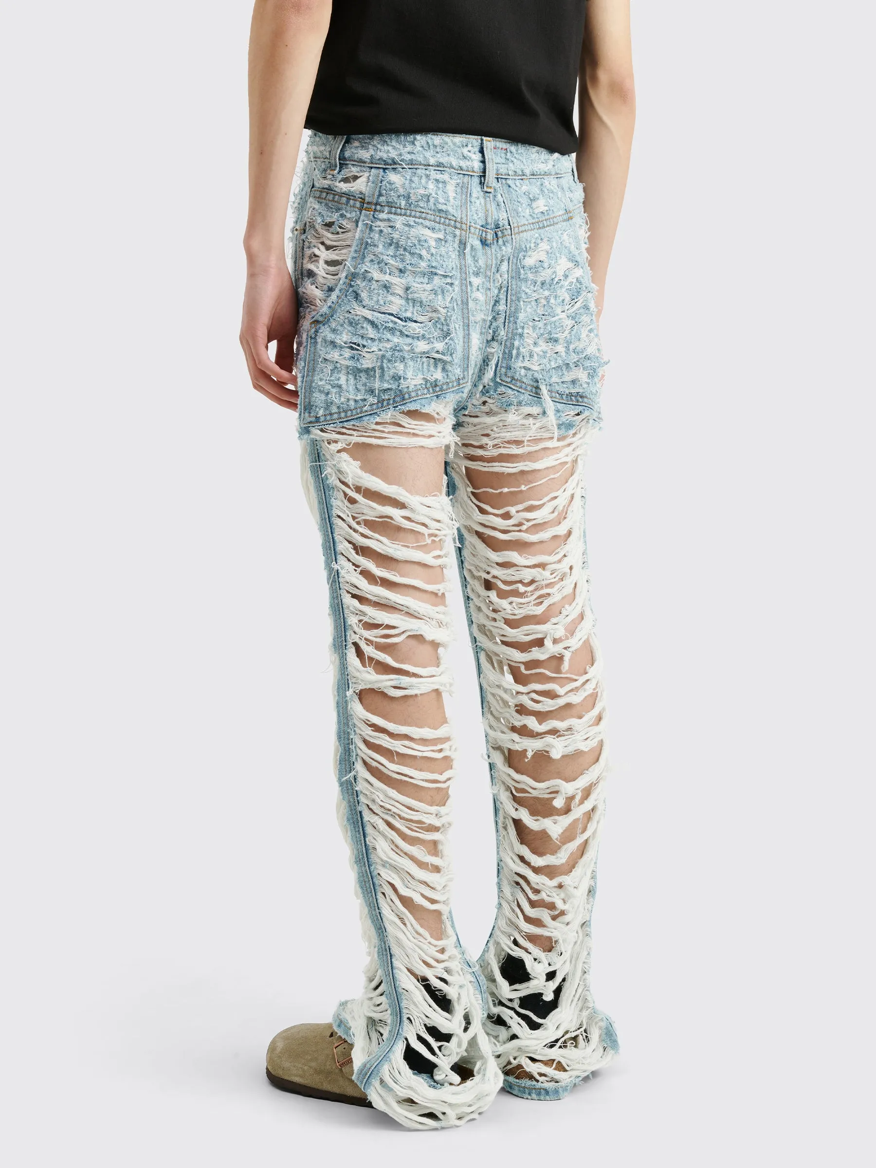 Eckhaus Latta Les Destroyed Jeans Bleach True Blue