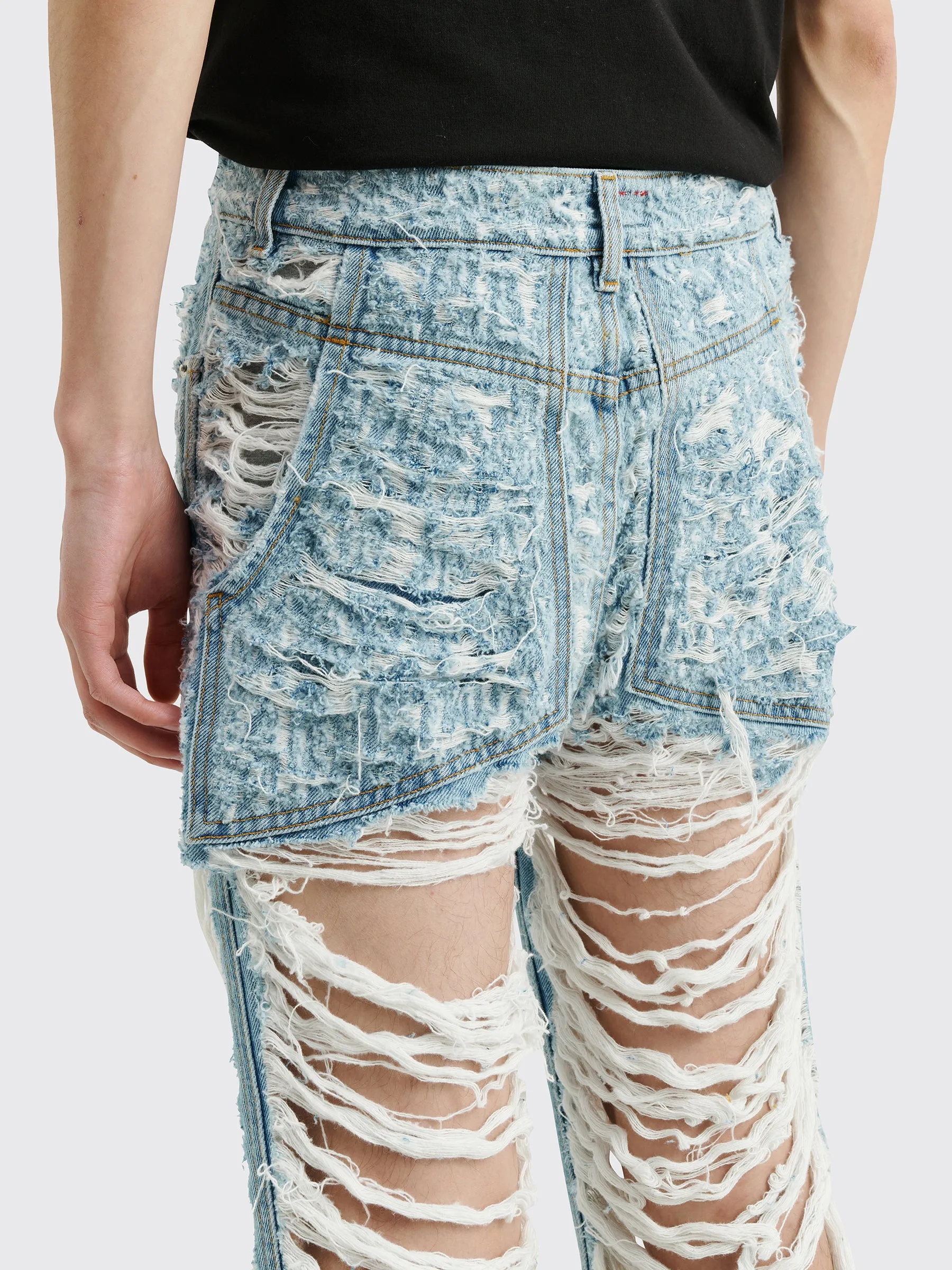 Eckhaus Latta Les Destroyed Jeans Bleach True Blue