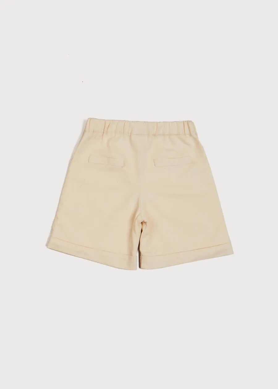 Faux Pocket Elasticated Waist Shorts in Ivory (18mths-3yrs)