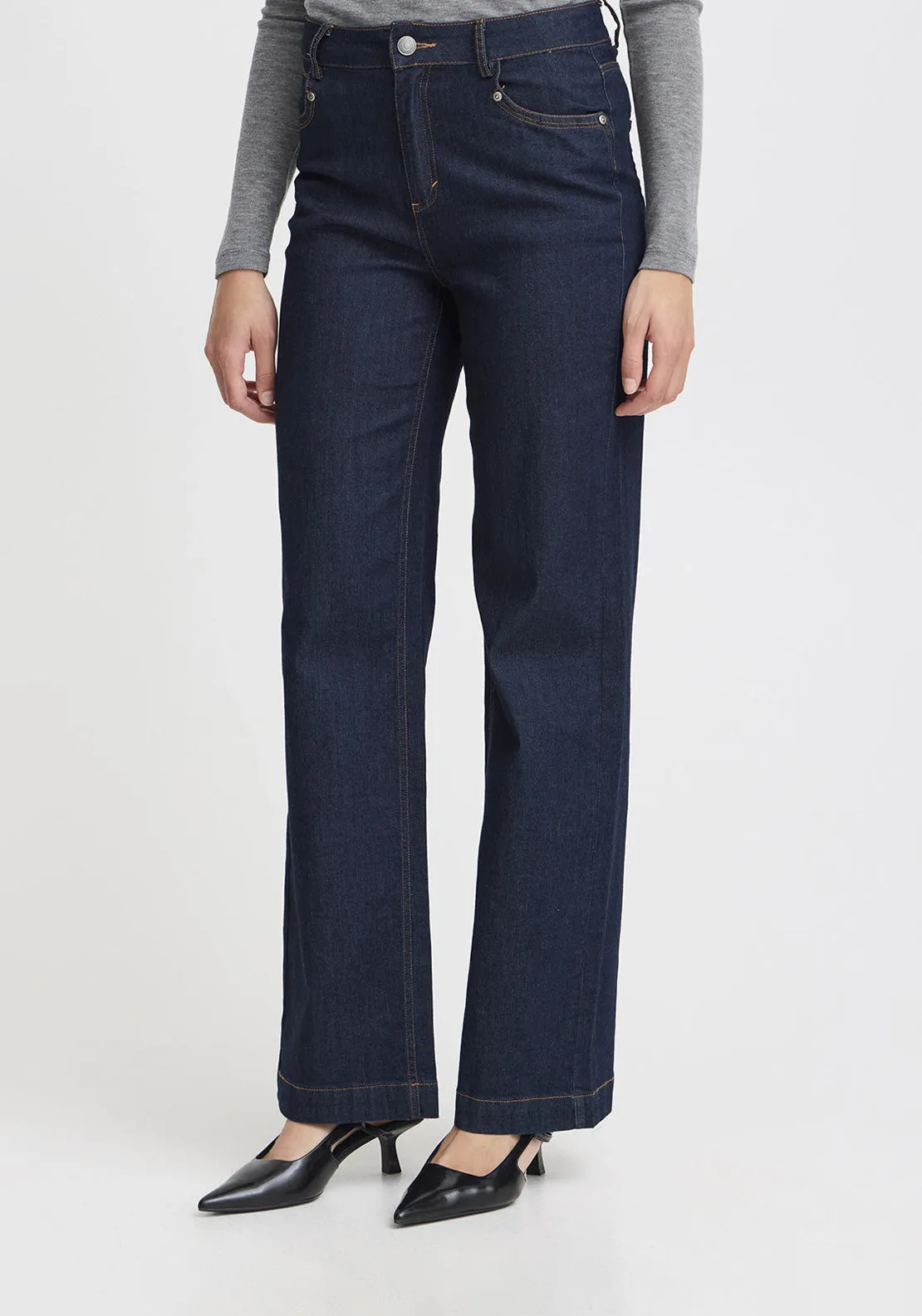 Fransa Chicago Hanna Wide-Leg jeans, Blue Denim