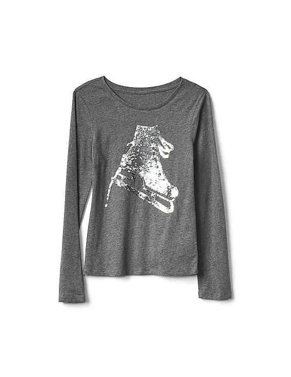 GAP Girls Grey Flippy Sequin Long sleeve Tee