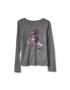 GAP Girls Grey Flippy Sequin Long sleeve Tee