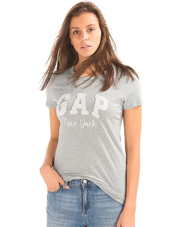 GAP Women Grey NY Logo Crew Tee