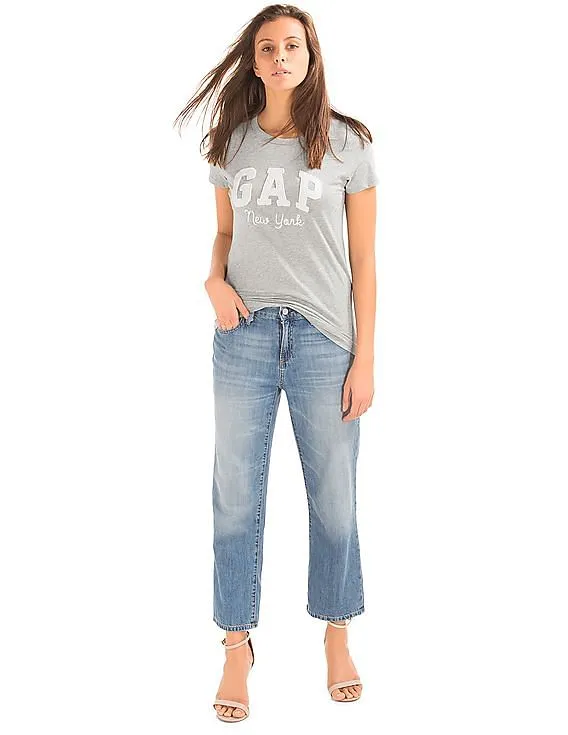 GAP Women Grey NY Logo Crew Tee