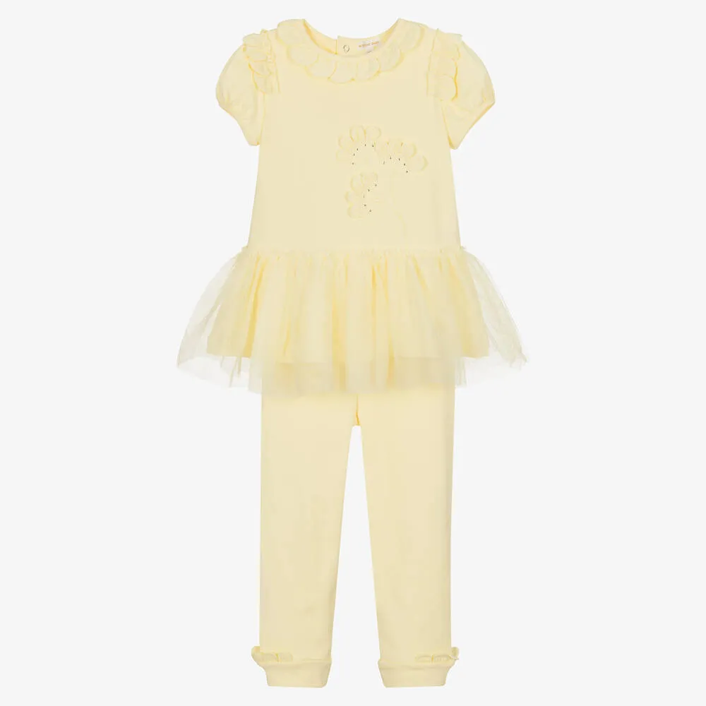 Girls Yellow Cotton Leggings Set