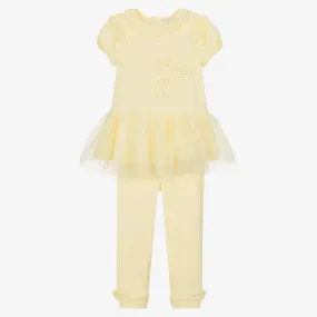 Girls Yellow Cotton Leggings Set