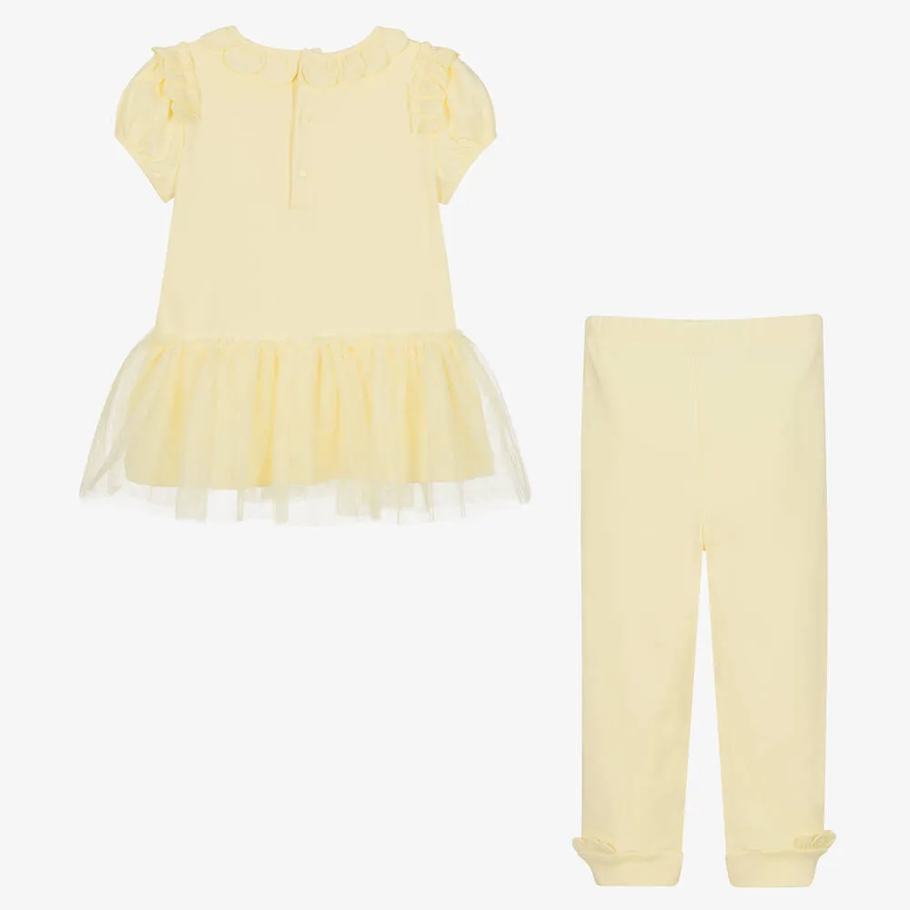 Girls Yellow Cotton Leggings Set