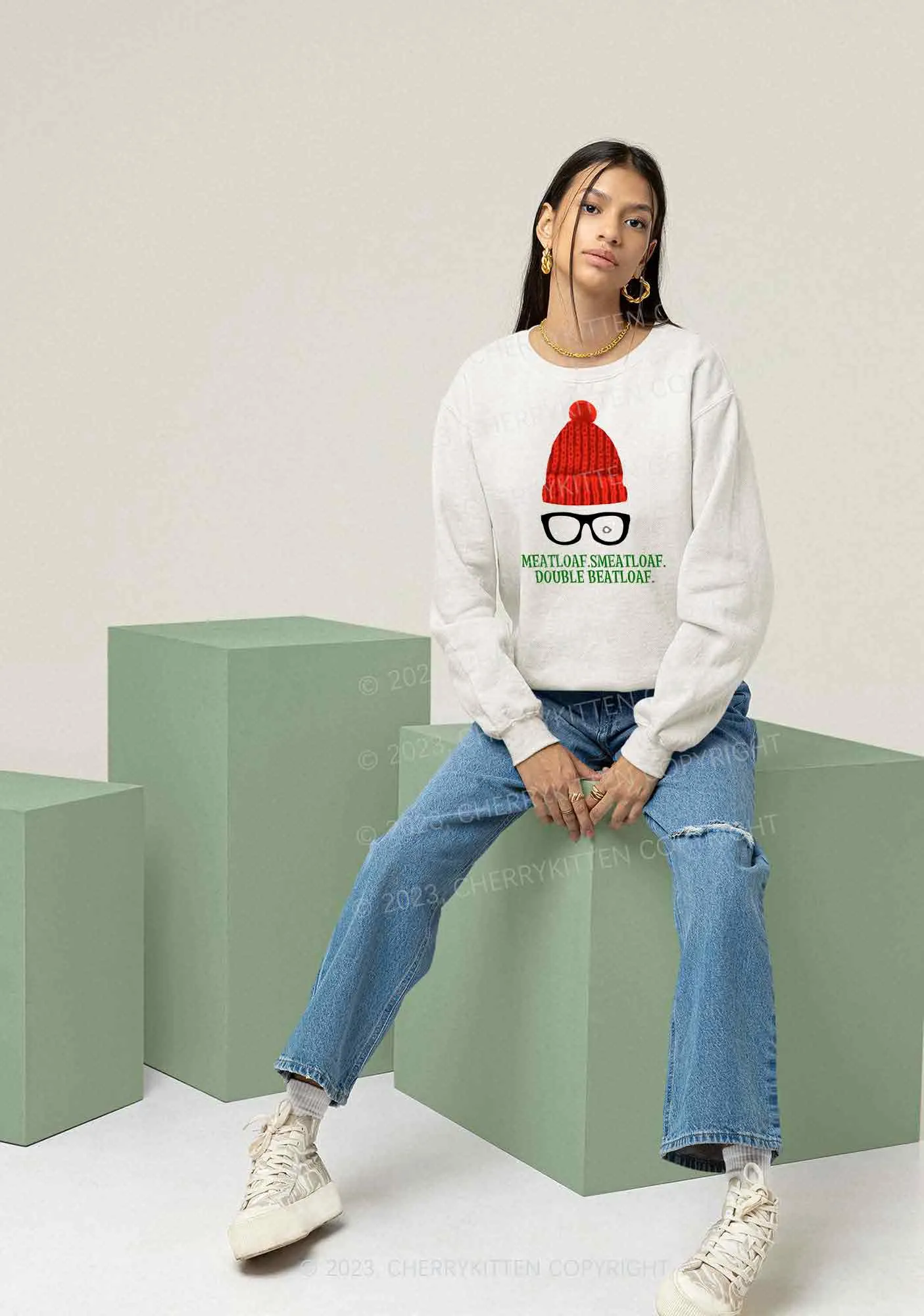 Glasses 5 Designs Christmas Y2K Sweatshirt Cherrykitten