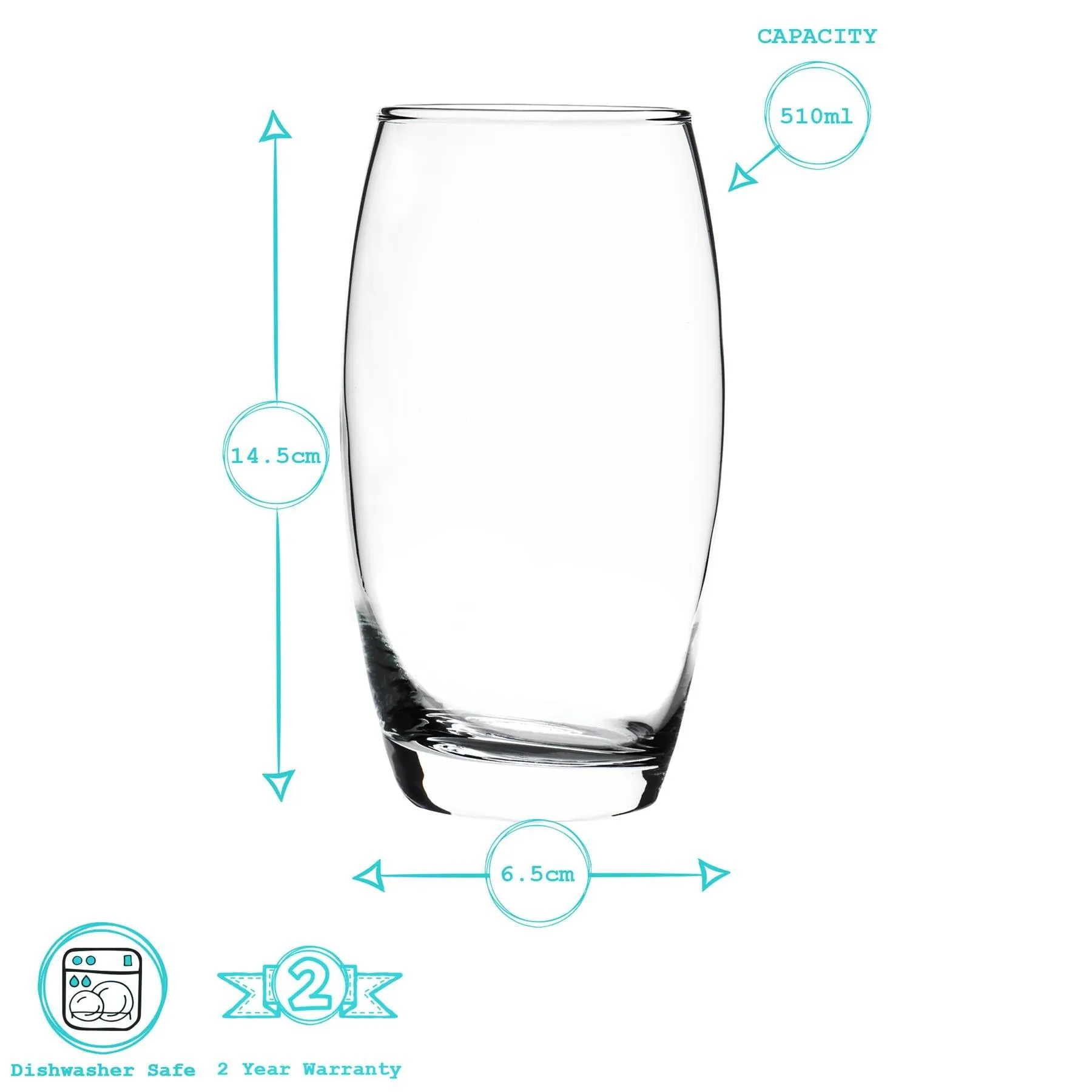 Glassware | Argon Tableware Tondo Highball Glasses - 510ml - Clear - Pack of 12 | Argon Tableware