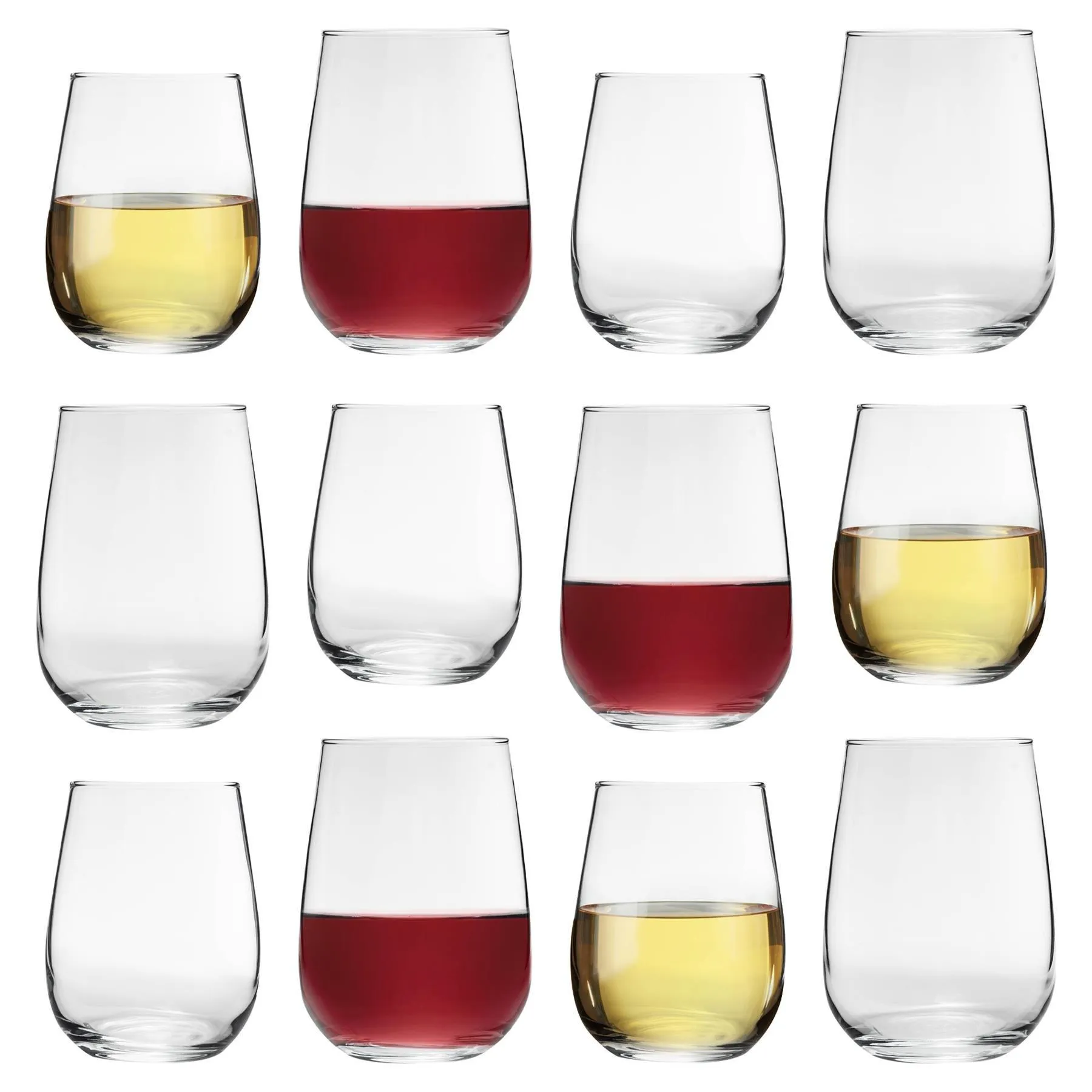 Glassware | Gaia Stemless Wine Glasses 12pc Set - Clear | LAV