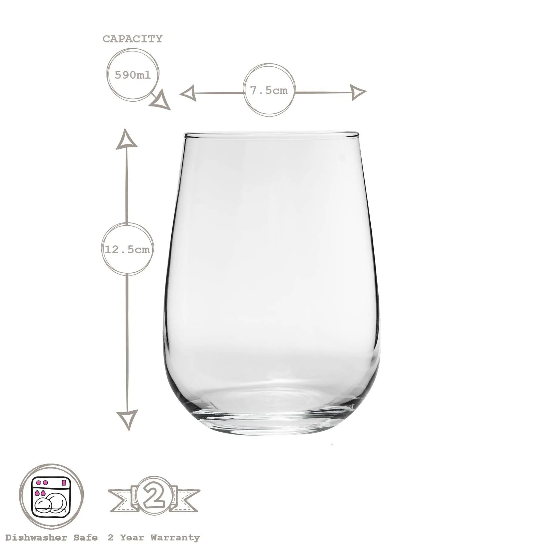 Glassware | Gaia Stemless Wine Glasses 12pc Set - Clear | LAV