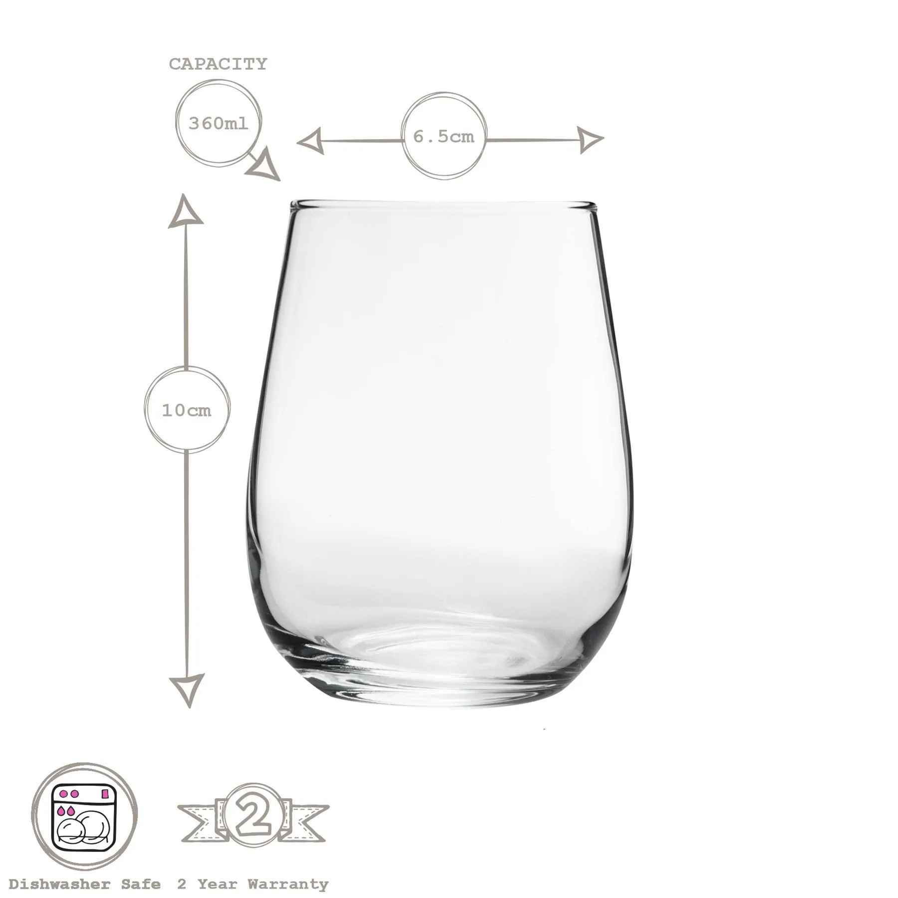 Glassware | Gaia Stemless Wine Glasses 12pc Set - Clear | LAV