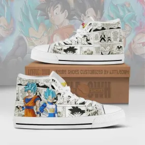 Goku x Vegeta High Top Canvas Dragon Ball Super Shoes Anime Mixed Manga Style