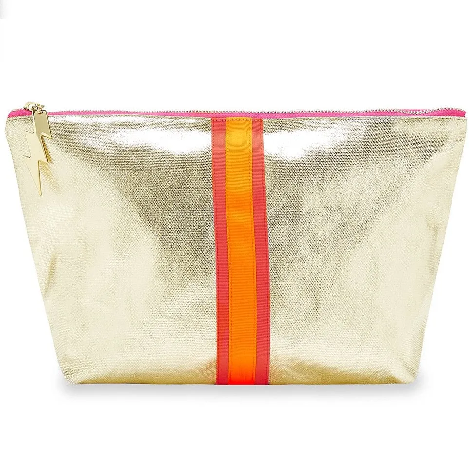 Gold Luck Stripe Wash Bag