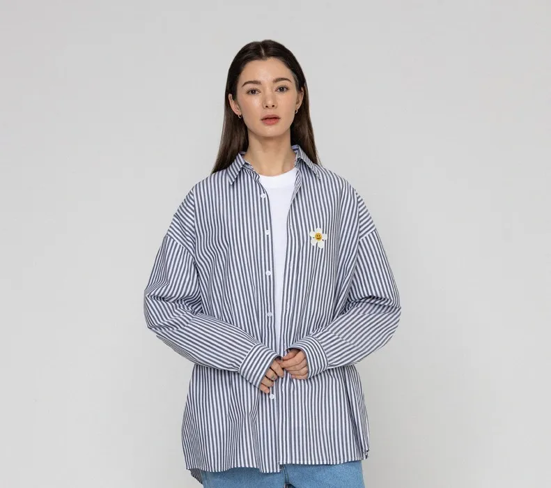 GRAVER  |[GRAVER]★FLOWER DOT EMBROIDERY STRIPED SHIRT