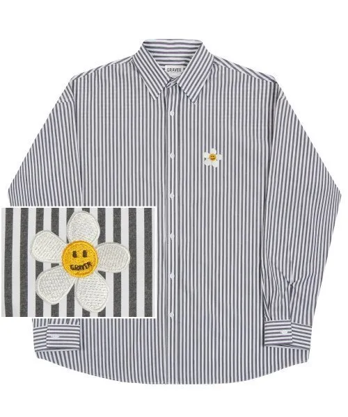 GRAVER  |[GRAVER]★FLOWER DOT EMBROIDERY STRIPED SHIRT