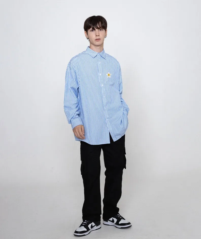 GRAVER  |[GRAVER]★FLOWER DOT EMBROIDERY STRIPED SHIRT