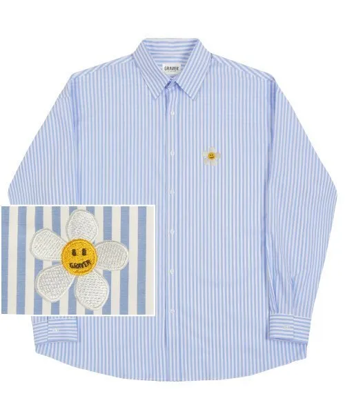 GRAVER  |[GRAVER]★FLOWER DOT EMBROIDERY STRIPED SHIRT