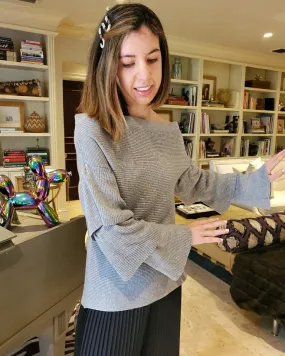 GREY OFF-SHOULDER SWEATER