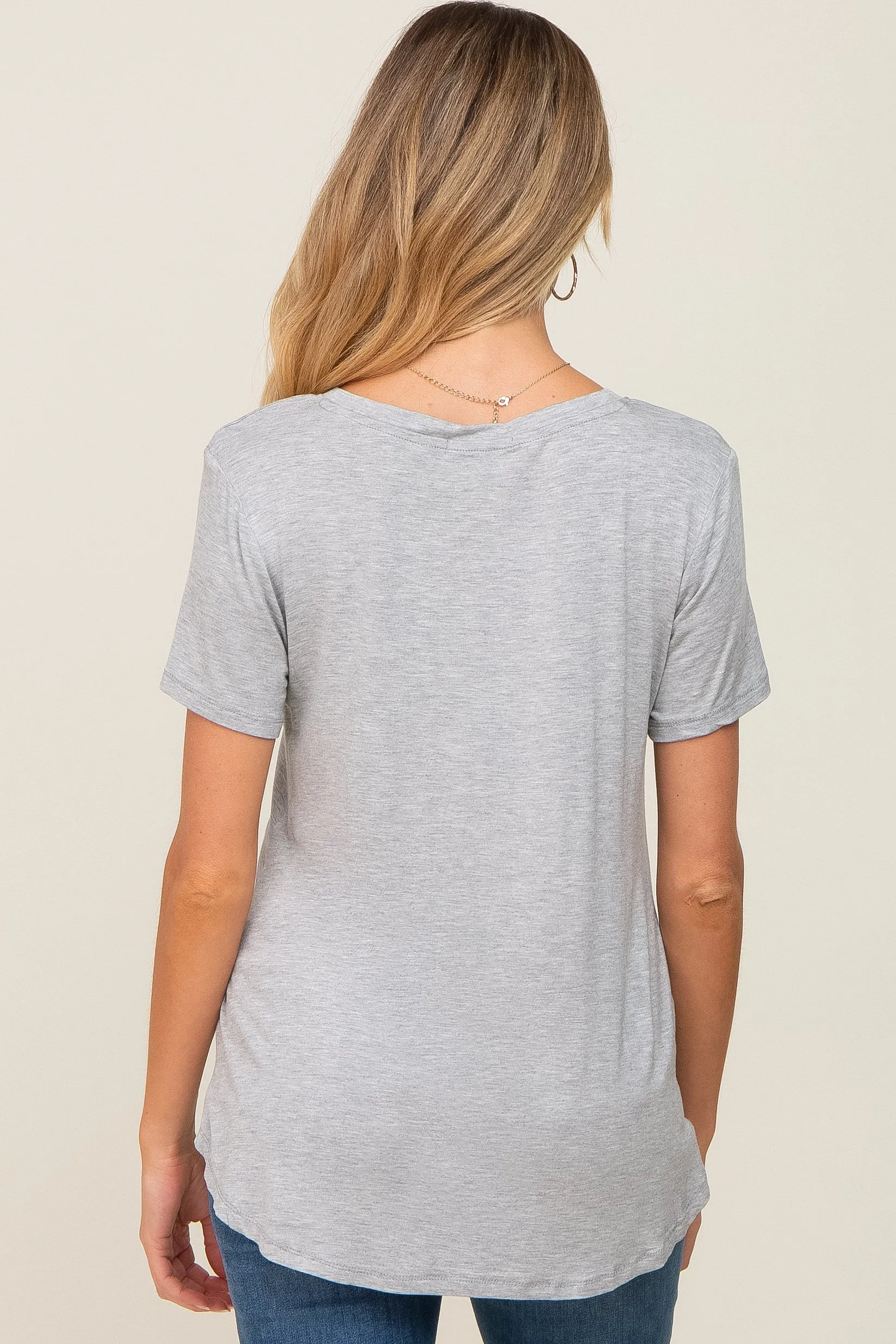 Grey V-Neck Maternity Tee