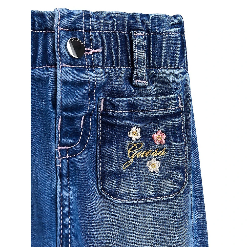 GUESS Baby Girl's Floral-Embroidered Jeans