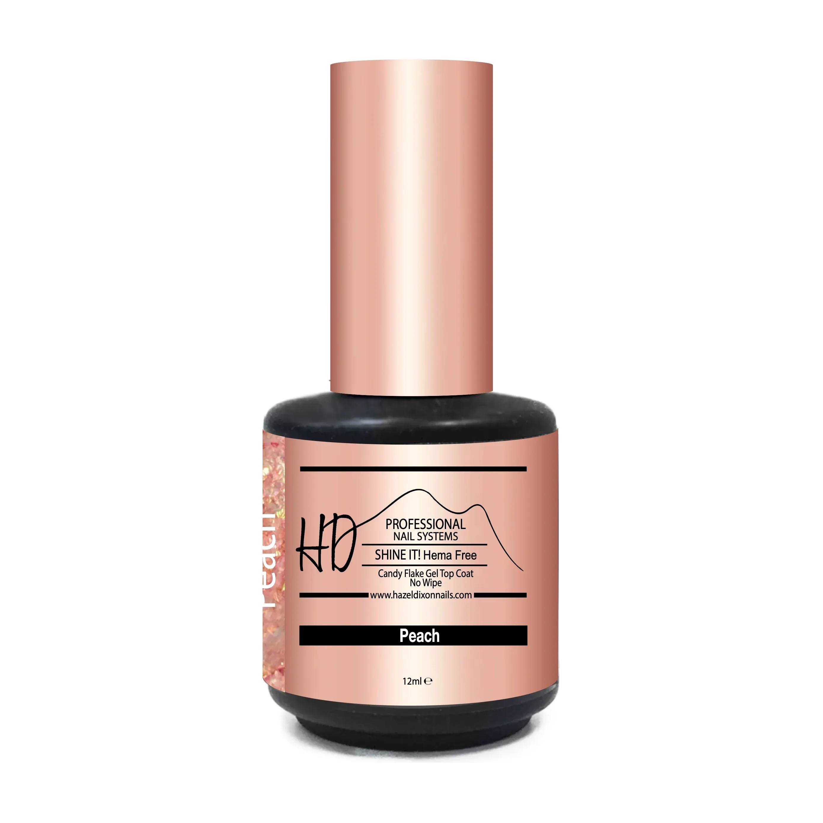 HD Shine It ! HEMA FREE - No Wipe Candy Flake Top Coat - Peach