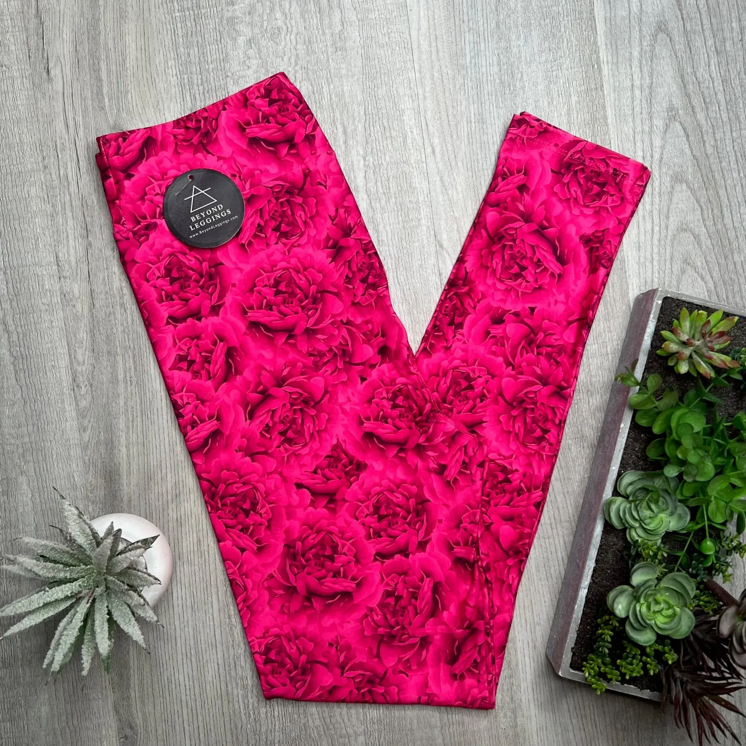 Hot Pink Floral Carnations Soft Leggings