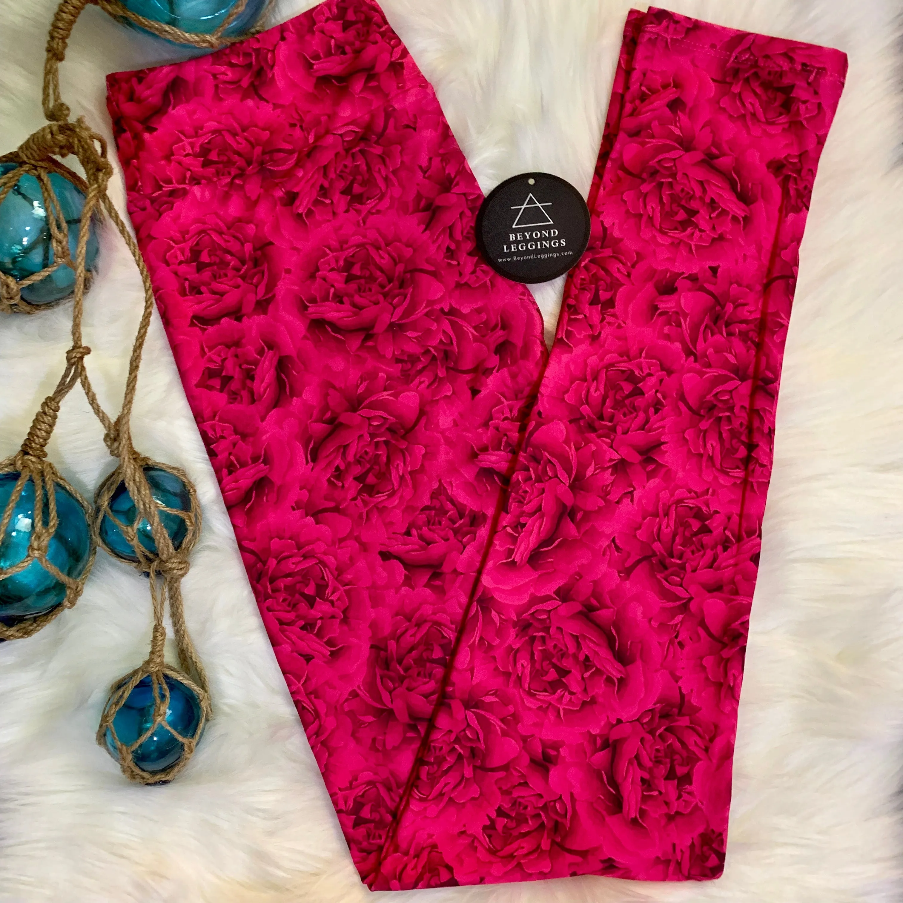 Hot Pink Floral Carnations Soft Leggings