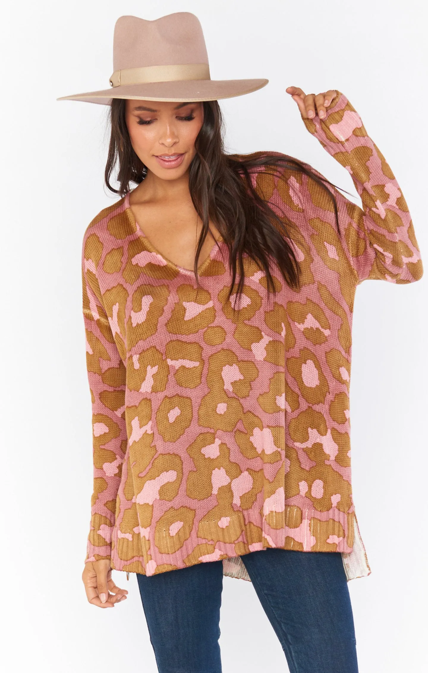 Hug Me Sweater ~ Rosy Leopard Knit