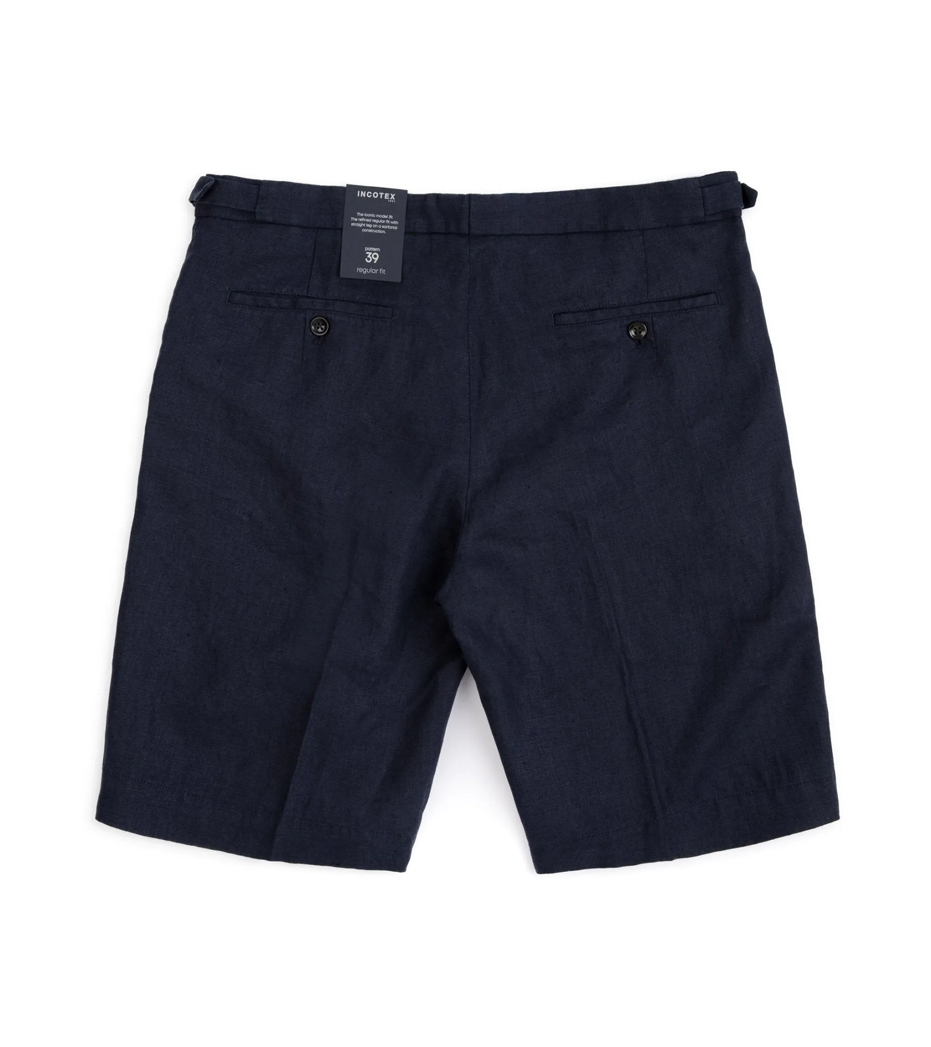 Incotex Linen Pleated Shorts: Navy