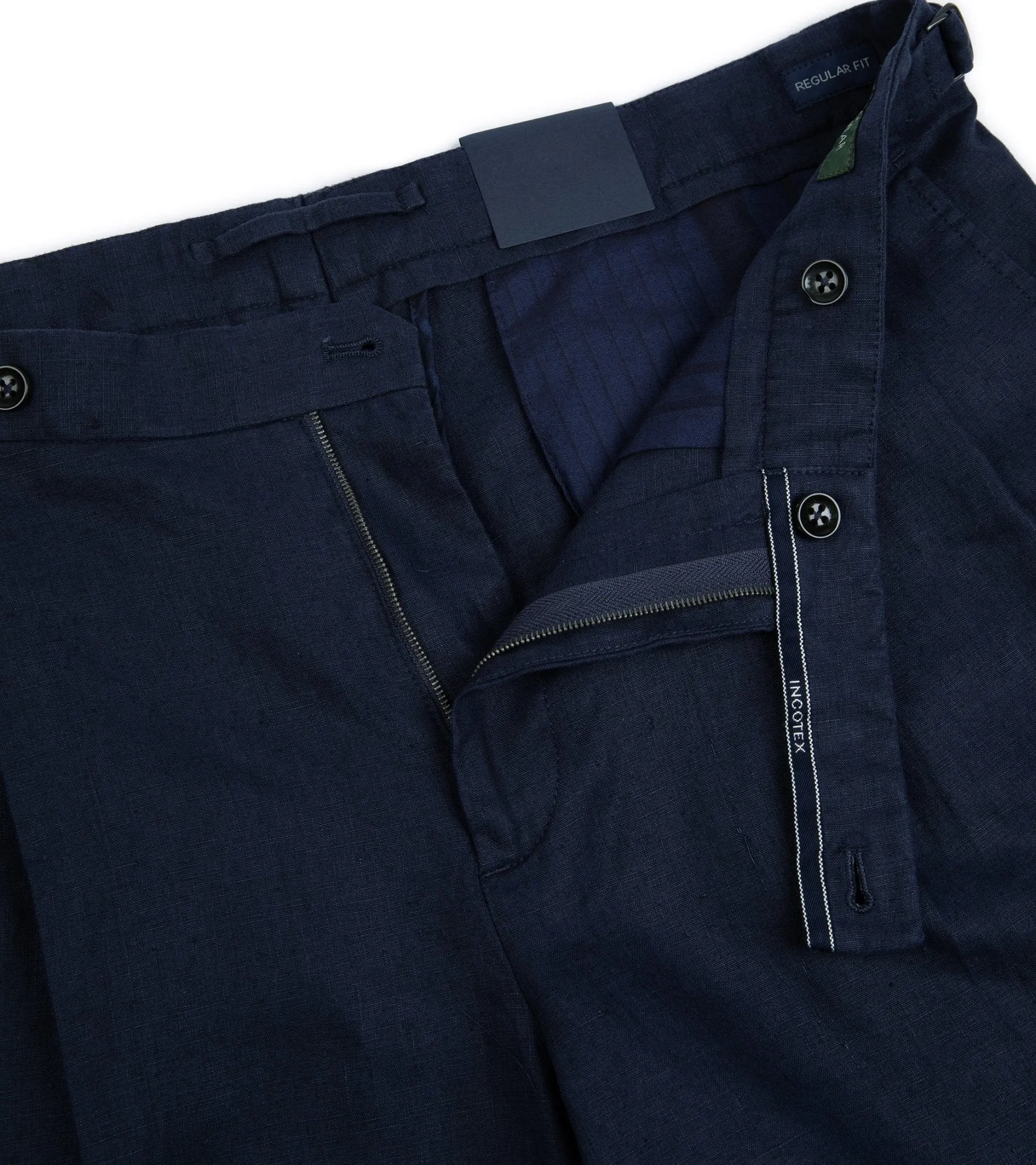 Incotex Linen Pleated Shorts: Navy