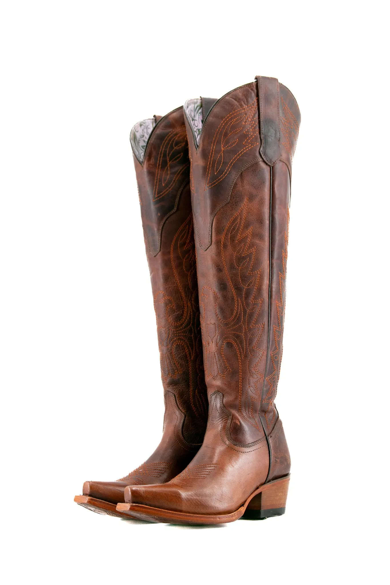 Juany Knee High Neutral Snip Toe Cowgirl Boot FINAL SALE