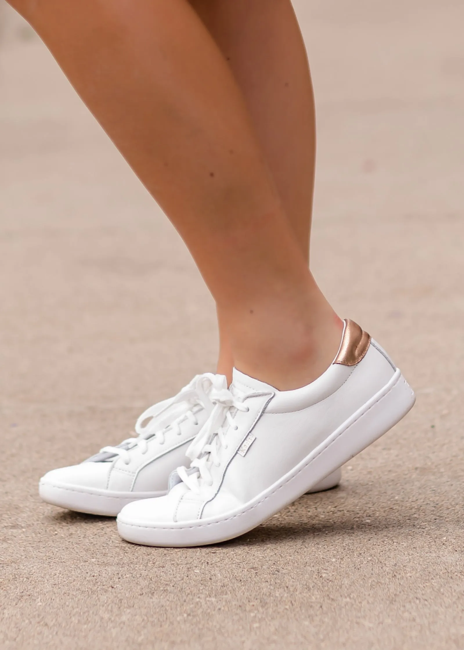 Keds White + Rose Gold Leather Sneaker - FINAL SALE