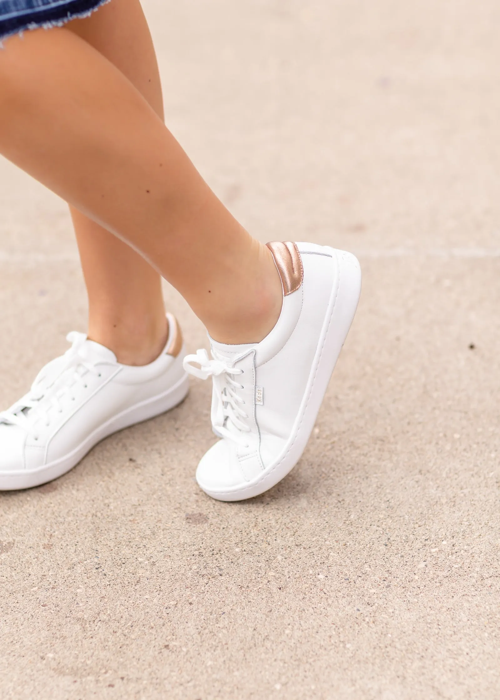 Keds White + Rose Gold Leather Sneaker - FINAL SALE