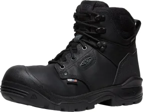 Keen Utility Mens Independence 6in WP Soft Toe Black/Black Leather Work Boots