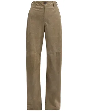 Khaki Metallic Suede Trouser