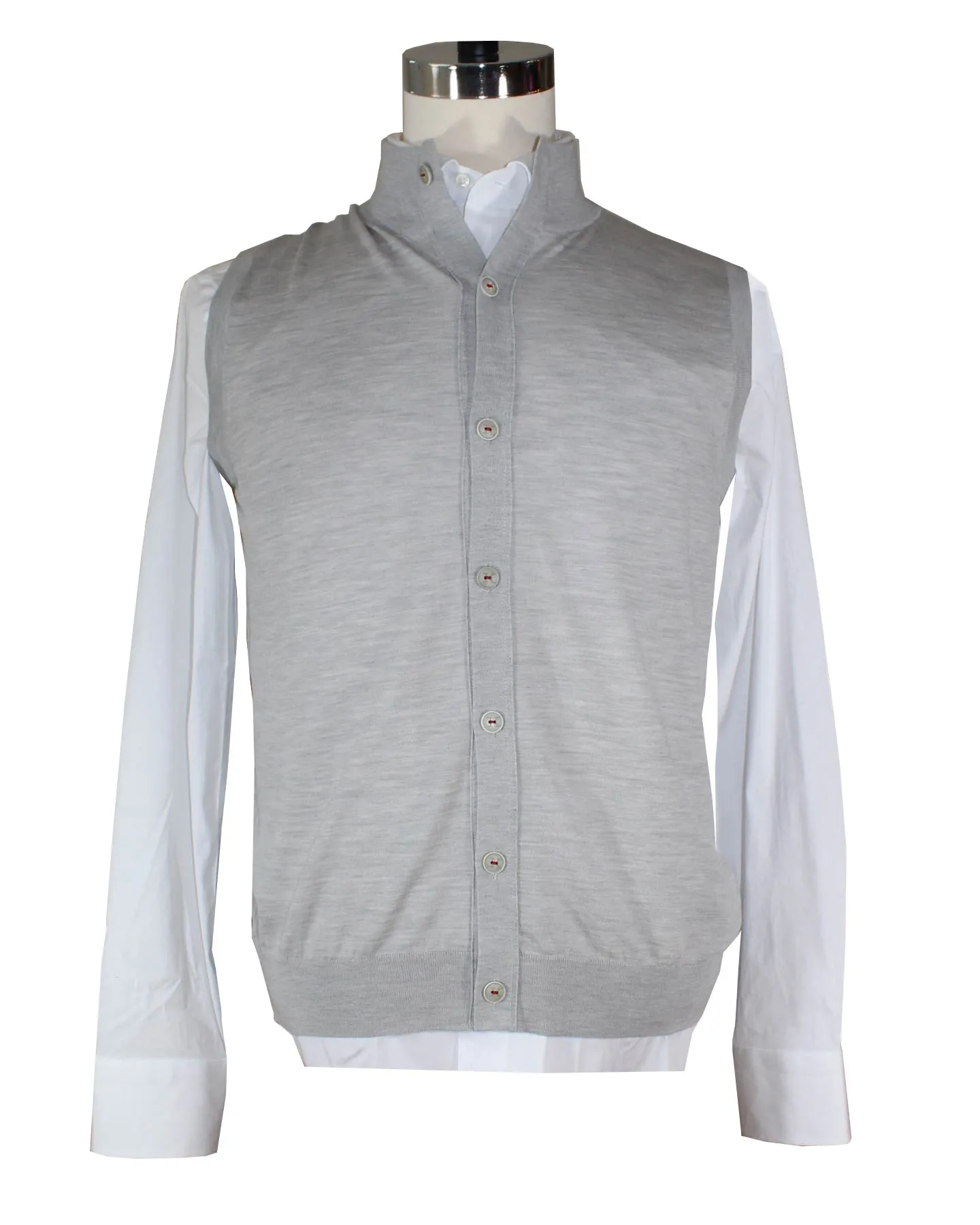 Kiton Sleeveless Wool Cardigan Gray - Button Front EU 52 / L SALE