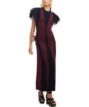 La Doublej Harlequin with Feathers Bordeux / Nero Bordeaux Sleeveless Dress