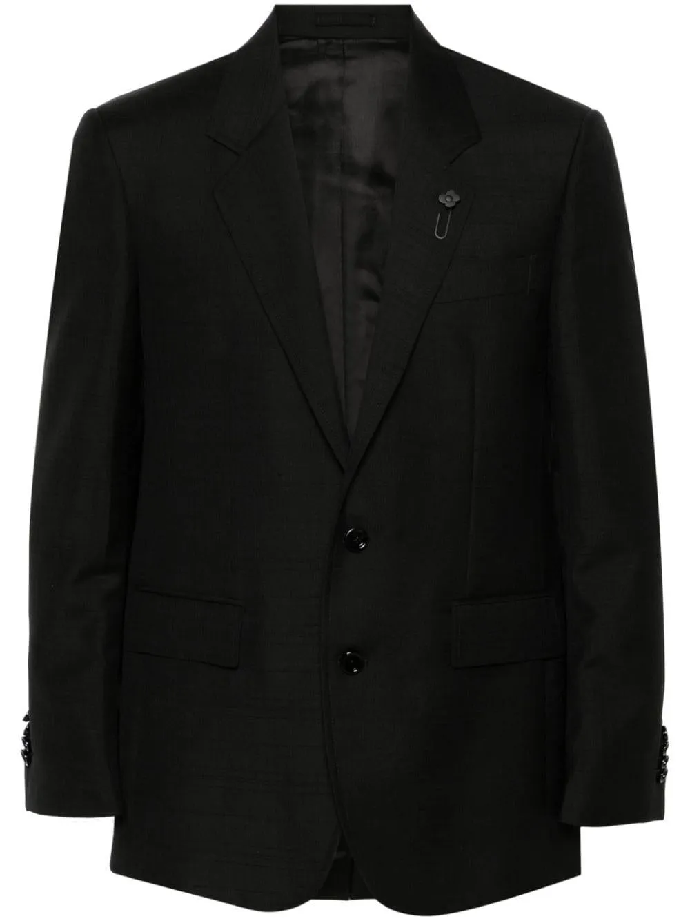 LARDINI Black Wool and Mohair Single-Breasted Jacket for Men