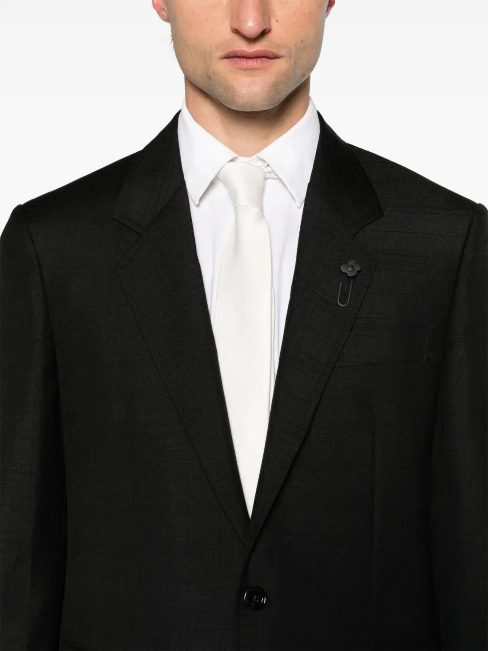 LARDINI Black Wool and Mohair Single-Breasted Jacket for Men