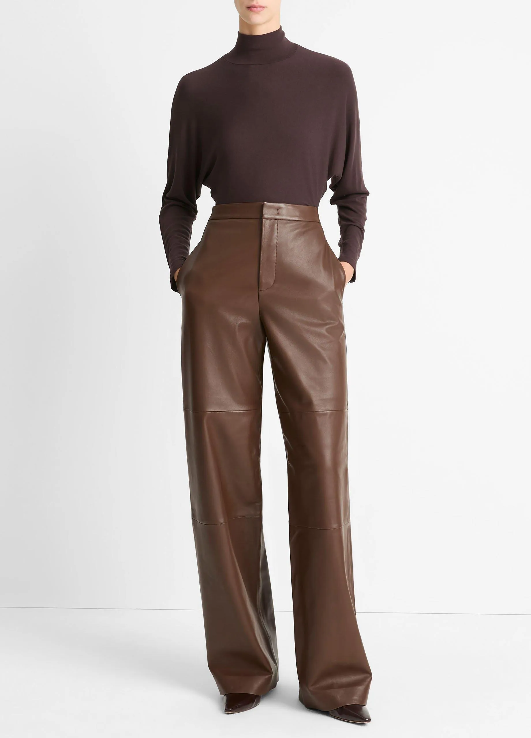 Leather Wide-Leg Utility Pant