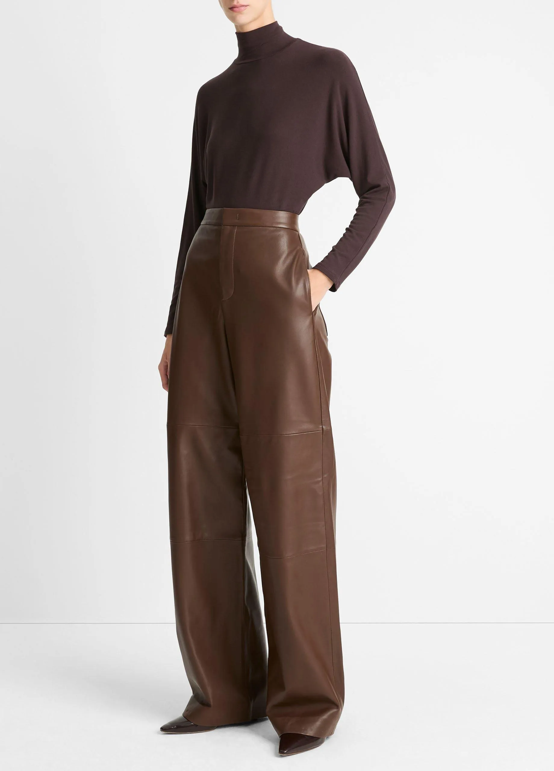 Leather Wide-Leg Utility Pant