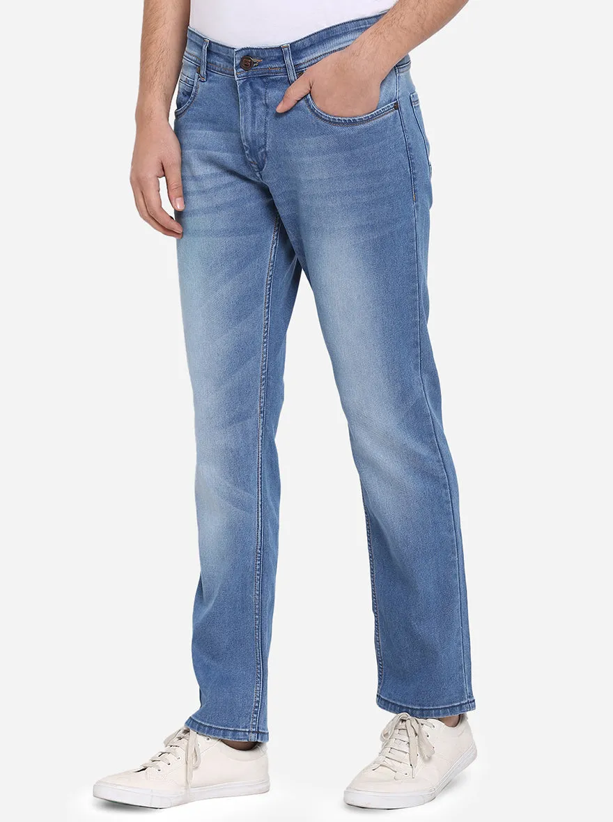 Light Blue Solid Narrow Fit Jeans | Greenfibre