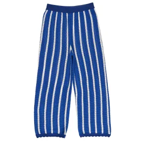 Maison Mangostan Child Stripes Knit Pants Blue And White