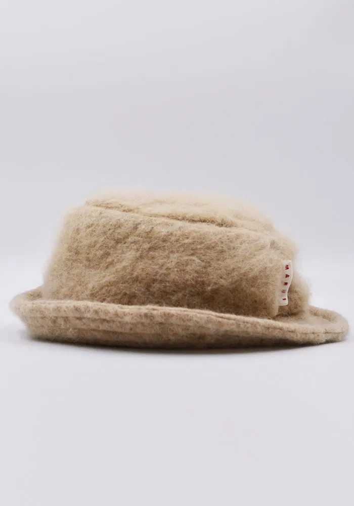 MARNI CLZC0090Q0 BRUSHED WOOL BLEND BUCKET HAT BEIGE