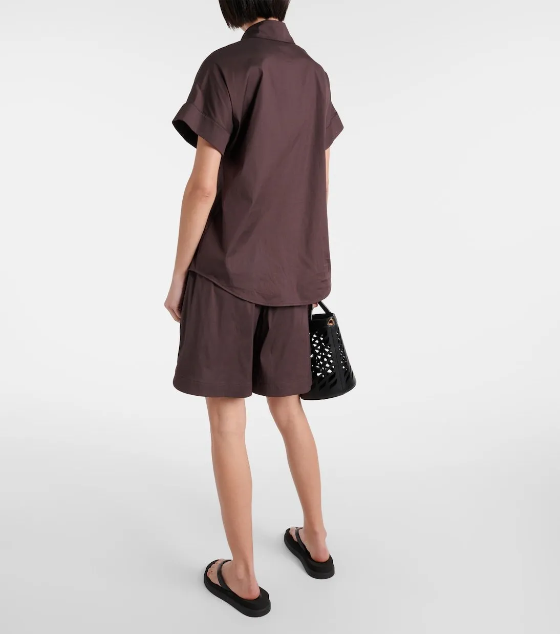 Max Mara LEISURE  |Casual Style Plain Cotton Short Sleeves Office Style