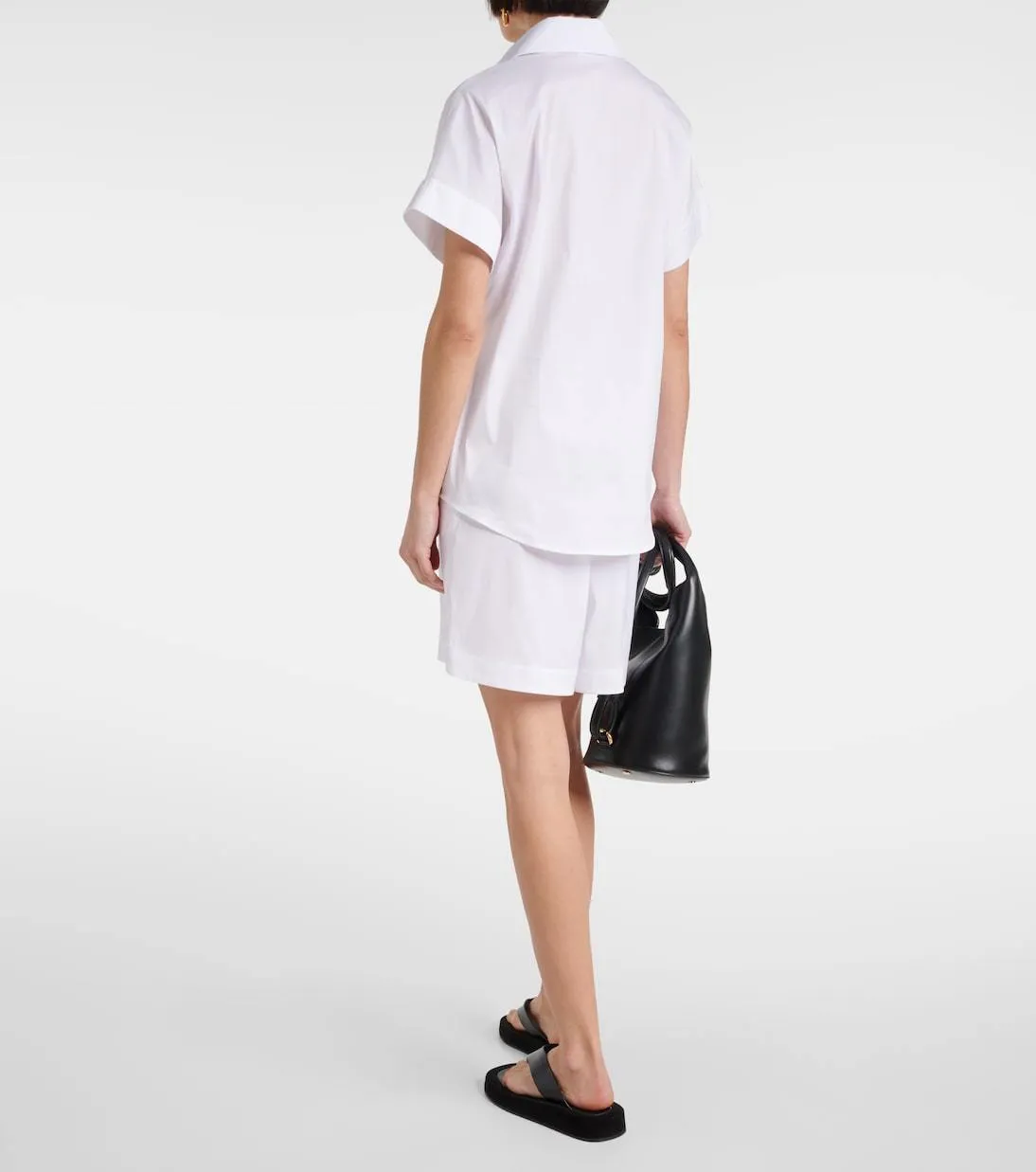 Max Mara LEISURE  |Casual Style Plain Cotton Short Sleeves Office Style