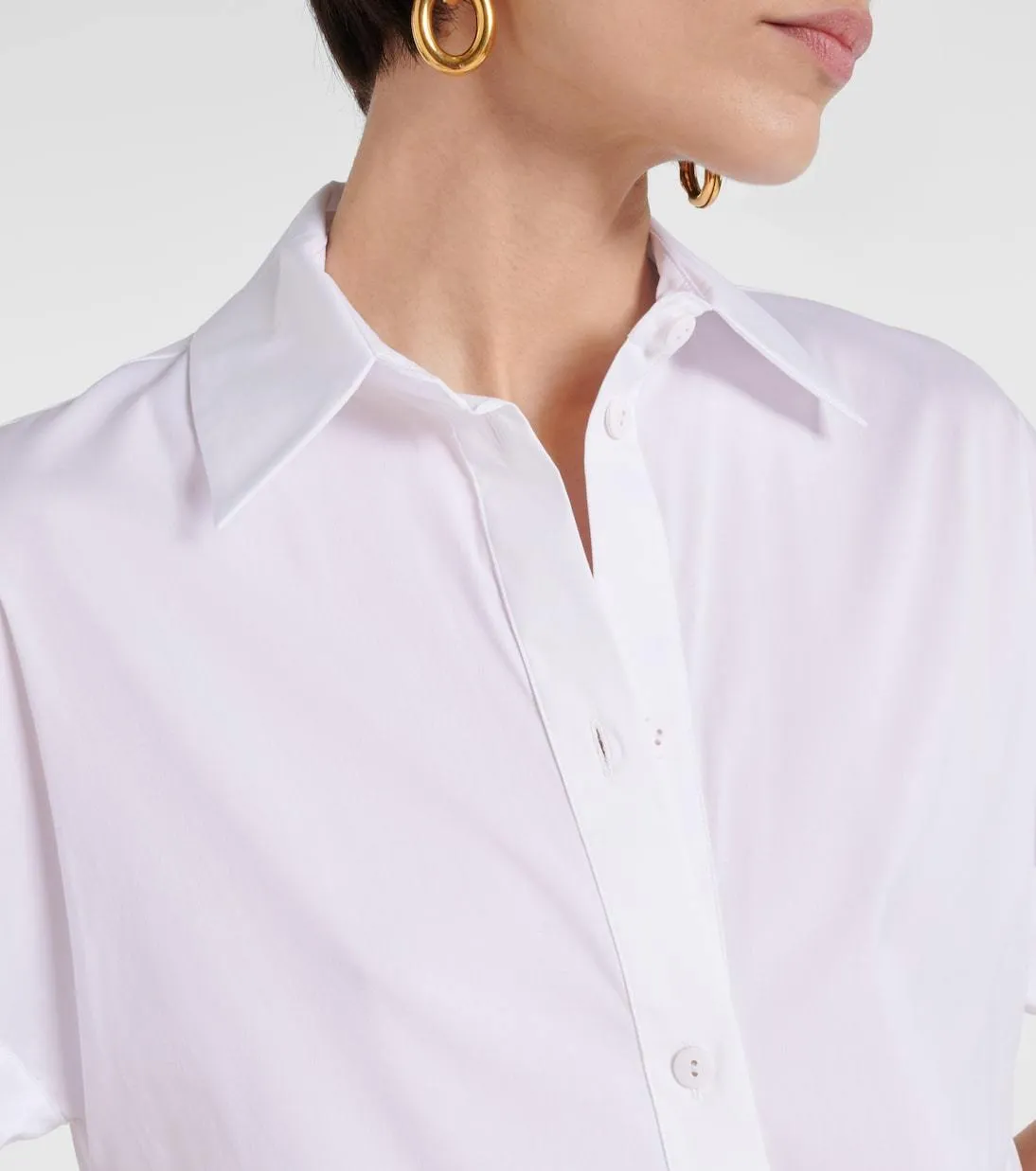 Max Mara LEISURE  |Casual Style Plain Cotton Short Sleeves Office Style