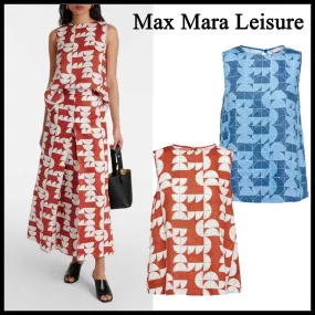 Max Mara LEISURE  |Linen Sleeveless Elegant Style Tanks & Camisoles