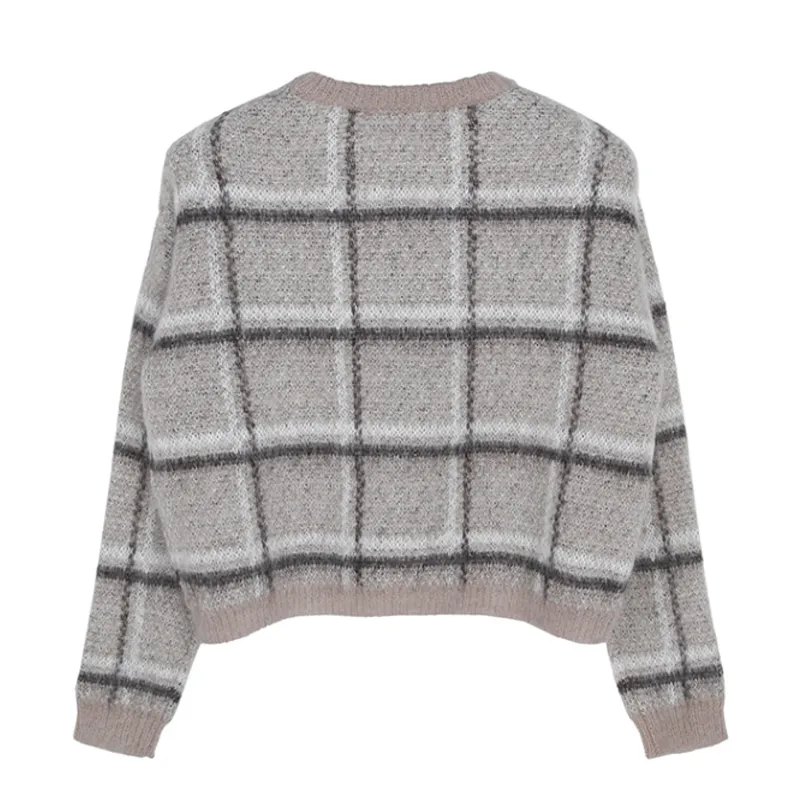 Max Mara Studio  |Crew Neck Tartan Casual Style Wool Blended Fabrics